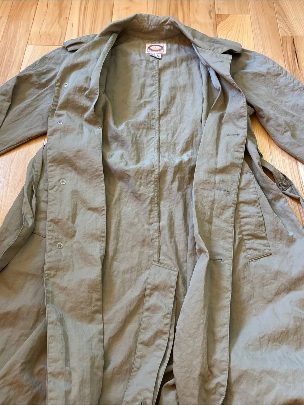 Vintage 80’s Banana Republic Nylon Khaki Green Trench Coat